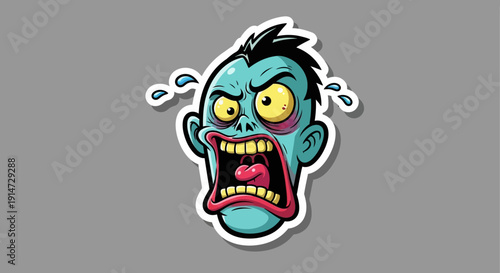 Zombie Cartoon Character Face.