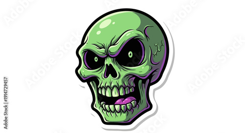 Zombie Skull Cartoon Character.