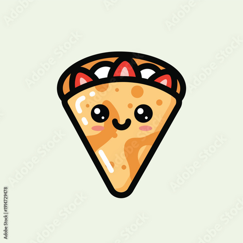 Smiling Pizza Slice Cartoon Character