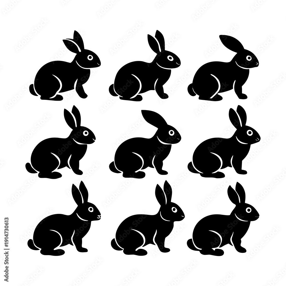 Fototapeta premium set of rabbits silhouettes