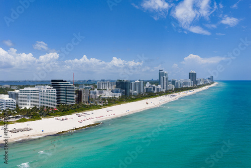 Photography Aerial view of Miami beach coastline