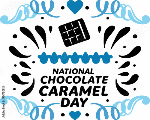 National Chocolate Caramel Day Design, Gourmet Candy and Dessert Vector Illustration