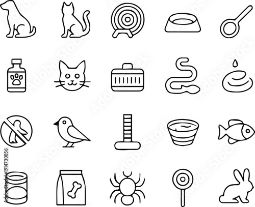 pet vector art pet care icons dog cat bird fish food bowl carrier leash