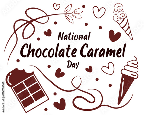 Delicious Chocolate and Caramel Treat Vector Illustration, Sweet Food Concept