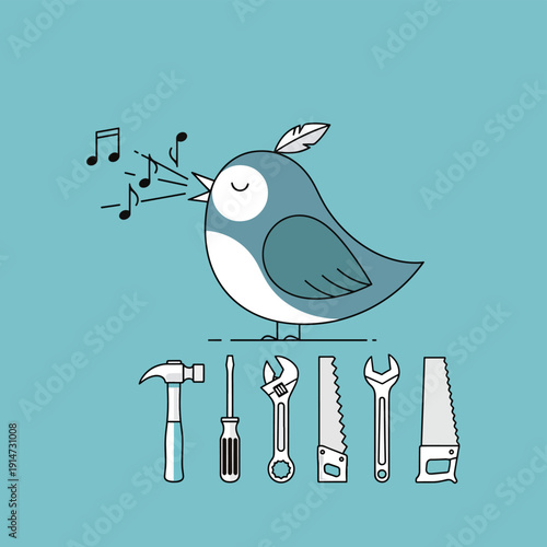 Singing Bird With Tools