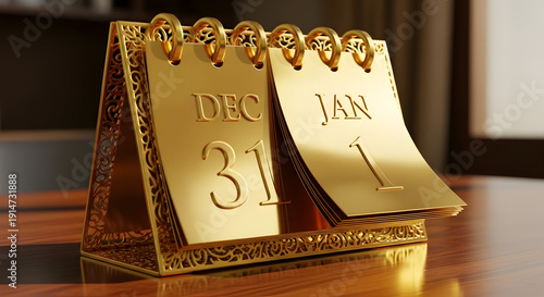 Celebrate a fresh start with this elegant golden New Year's calendar reminding us that new beginnings are full of promise and potential