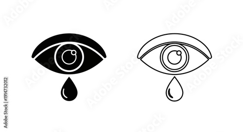 Emotional eyes with tear drop and copyright symbol vector illustration Vector