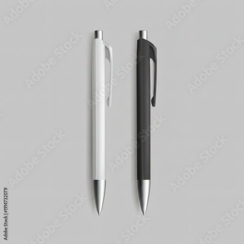 Minimalist Black and White Retractable Ballpoint Pen Mockup