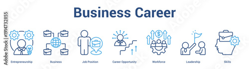 Business Career web banner icon set vector illustration concept for business with icon of Entrepreneurship, Business, Job Position, Career Opportunity, Workfor.