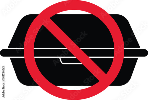 No Foam Food Container Icon, Styrofoam Takeaway Box Ban Symbol