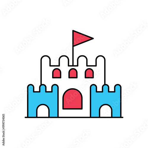 Beach Castle icon clean and modern vector illustration