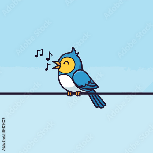 Blue Bird Singing on Wire