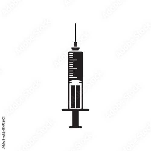 Syringe icon with needle and measurement markings