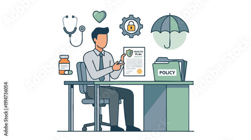 Doctor or physician holding medical policy.