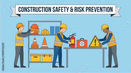 Construction workers wearing safety gear.