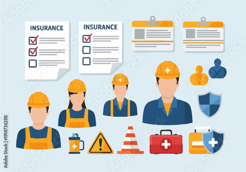 Construction workers with safety gear.