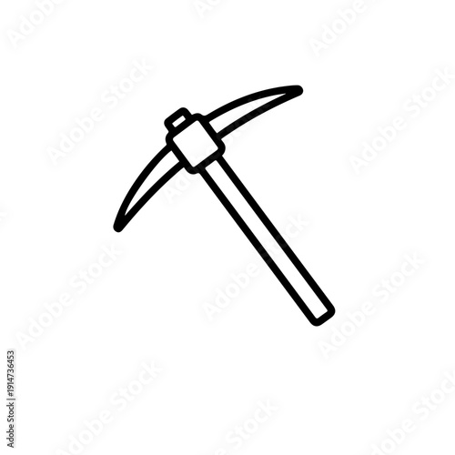 icon of a traditional hoe in a pure side-profile silhouette. Featuring a thick, sharp blade and a clean straight handle, this sleek "D-shape" vector is perfect for modern UI design, branding