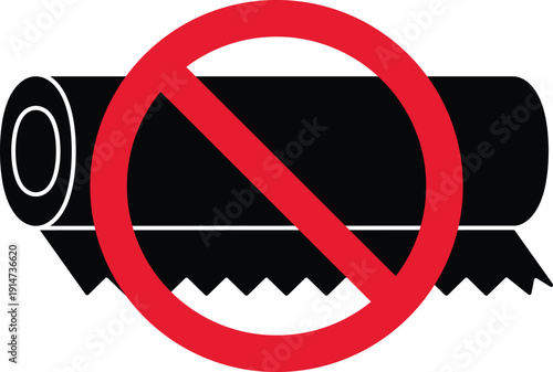 No Plastic Wrap Icon, Cling Film Ban Prohibition Symbol