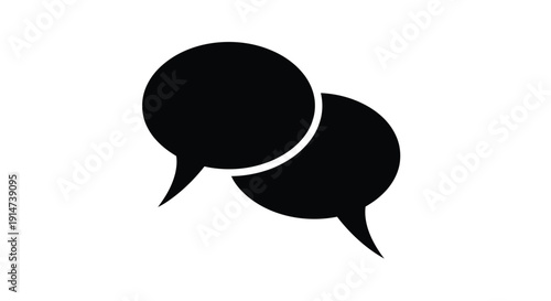 Two overlapping black speech bubbles on a white background