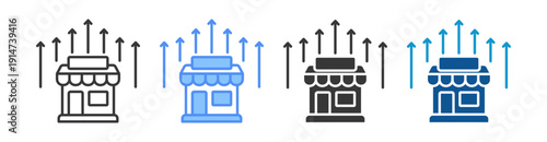 Market Growth Icon Set Multiple Style Collection
