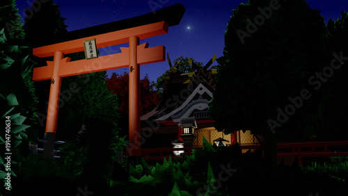 アニメーションの背景に使える『夜の神社』
