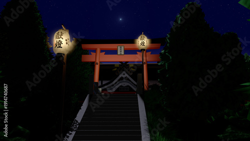 アニメーションの背景に使える『夜の神社』