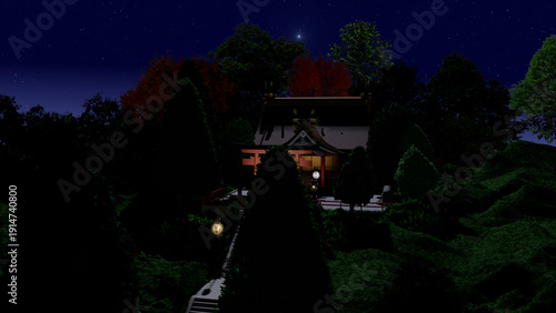 アニメーションの背景に使える『夜の神社』