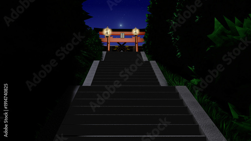 アニメーションの背景に使える『夜の神社』
