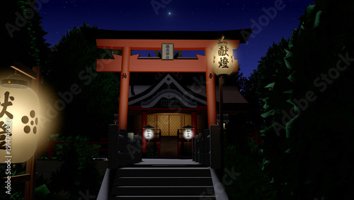アニメーションの背景に使える『夜の神社』