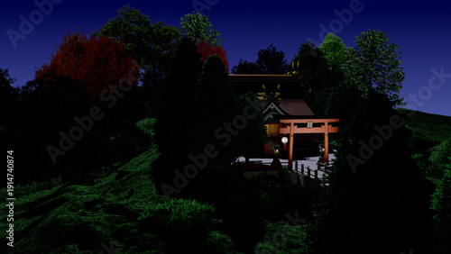 アニメーションの背景に使える『夜の神社』