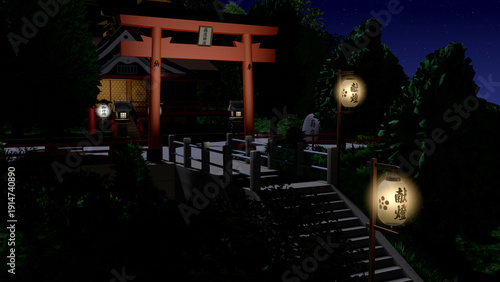 アニメーションの背景に使える『夜の神社』