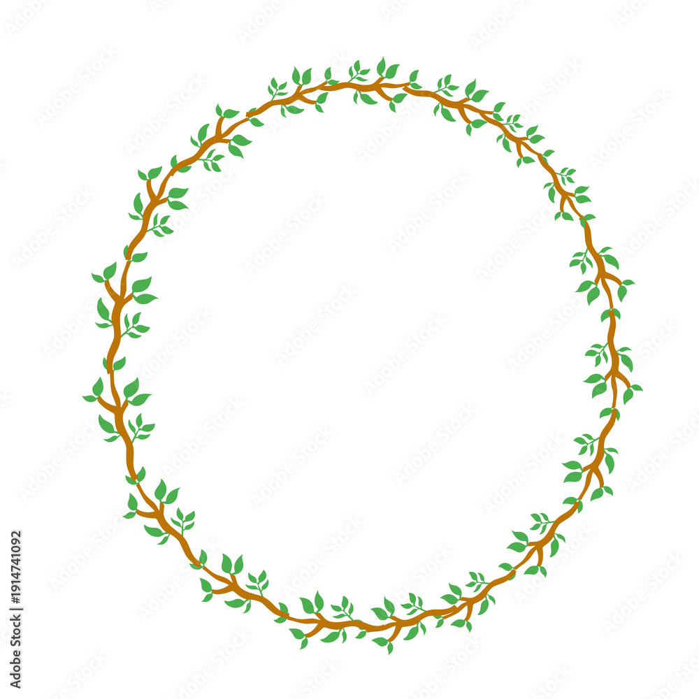 Obraz premium circle branch frame decoration on white background