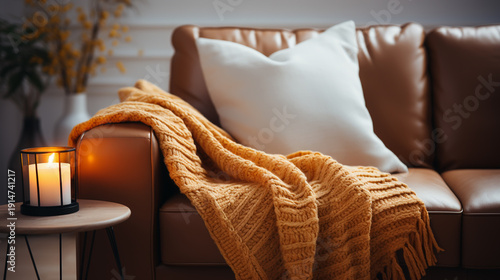 dark gray living room Inside the dark room was empty. Designed in an elegant style and brown leather sofas
