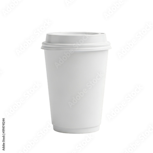 Wallpaper Mural A white disposable coffee cup with a lid on a plain background isolated on transparent background Torontodigital.ca
