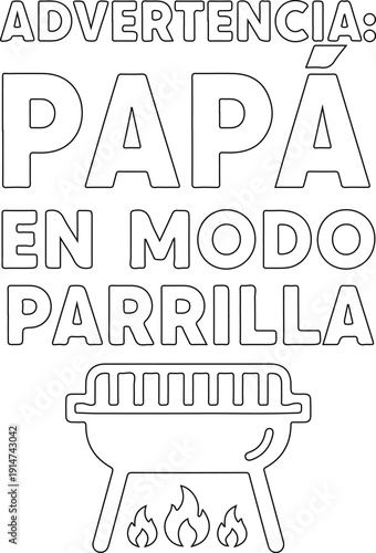 Papá en modo parrilla frase divertida tipografía vectorial