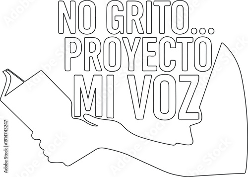 No grito proyecto mi voz frase divertida tipografía vectorial
