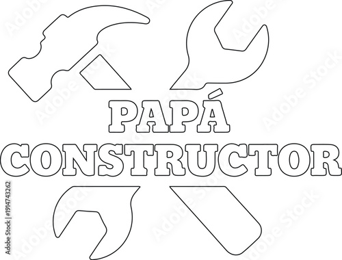 Papá constructor frase divertida tipografía vectorial