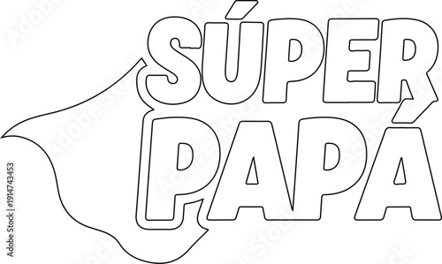 Súper papá diseño tipográfico con capa estilo héroe vectorial
