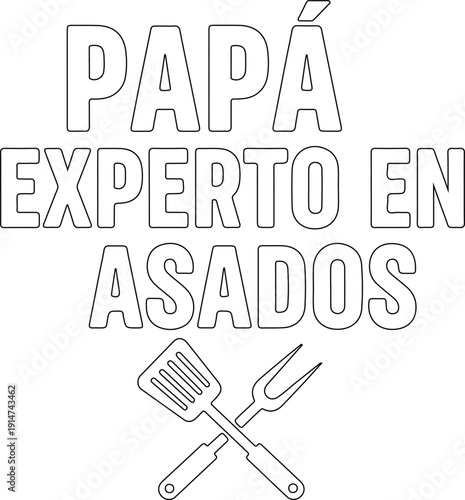 Papá experto en asados diseño vectorial con utensilios de parrilla