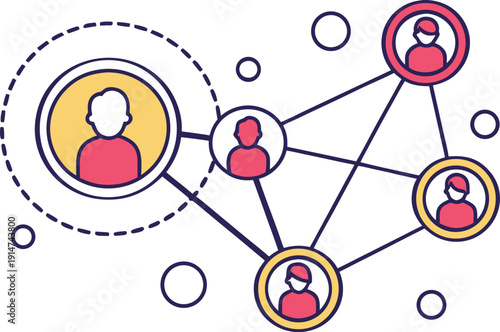 Artificial Intelligence Social Network Nodes Icon Representing Connected People, Smart Relationship Mapping, Community Intelligence, Data Graphs and Digital Communication Networks