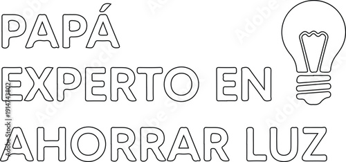 Diseño vectorial papá experto en ahorrar luz con icono de bombilla