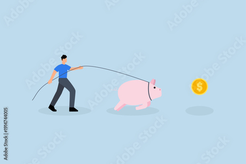 Best investment, Businessman investor searching for financial gain by putting money into a piggybank to increase savings