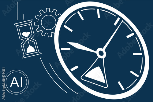 AI Time Optimization Clock with Smart Scheduling, Productivity Intelligence, Workflow Automation and Efficiency Management Icon