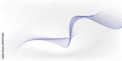Wave line of flowing particles abstract vector background, smooth curvy shape dots fluid array. illustrations neutral simple good