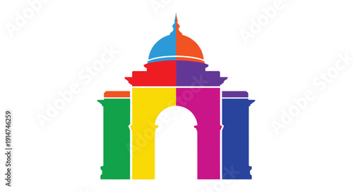 Colorful illustration of india gate a patriotic monument in delhi