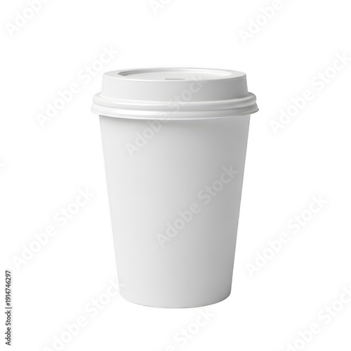 Wallpaper Mural A white disposable coffee cup with a lid on a plain white background isolated on transparent background Torontodigital.ca