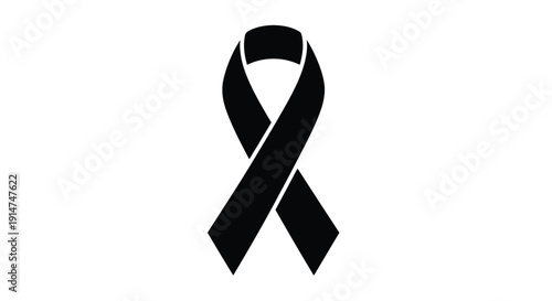 A black ribbon symbolizing mourning remembrance or support for a cause