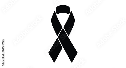 A simple black ribbon illustration on a white background