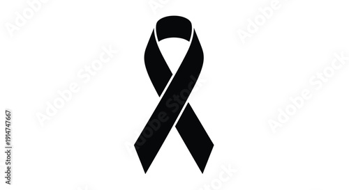 A black ribbon symbolizing mourning remembrance or support for a cause