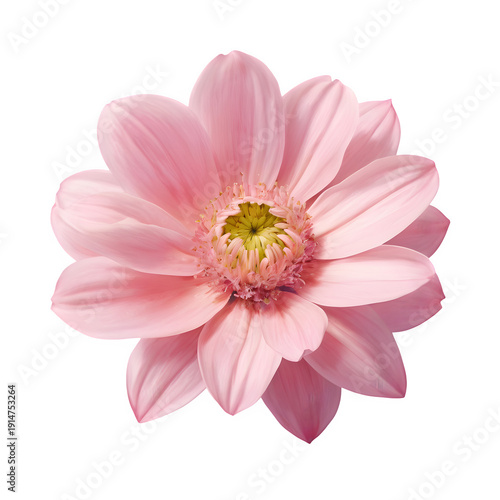 Pink Flower with Detailed Petals and Yellow Stamens Illustration